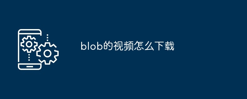 blob的视频怎么下载